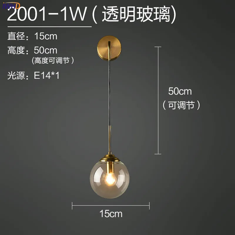 DecorBites™ Glass Ball LED Wall Lamp for Nordic Modern Bedroom Lighting