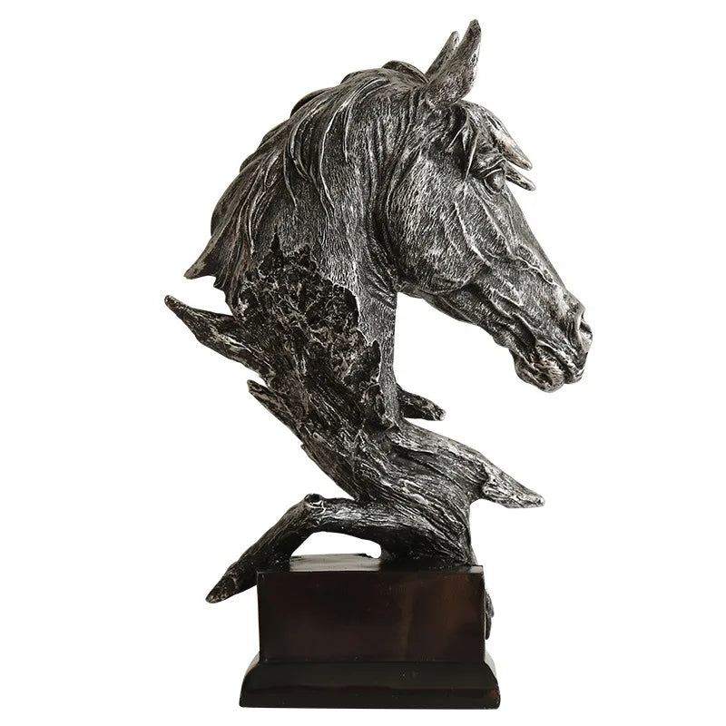 DecorBites™ Country Resin Horsehead Figurine: Creative Animal Statue for Modern Home & Office Decor