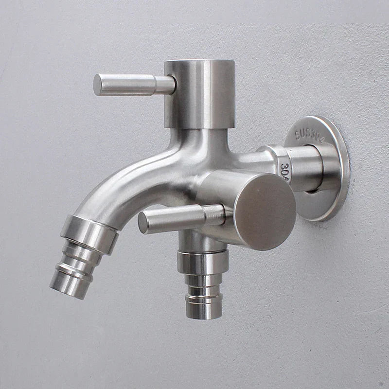 DecorBites™ Dual-Outlet Stainless Steel Faucet for Outdoor Garden Sink and Washing Machine