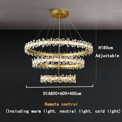 DecorBites™ Crystal LED Chandelier: Luxury Lighting for Living, Dining, Kitchen - Elegant Iron & Aluminum Design
