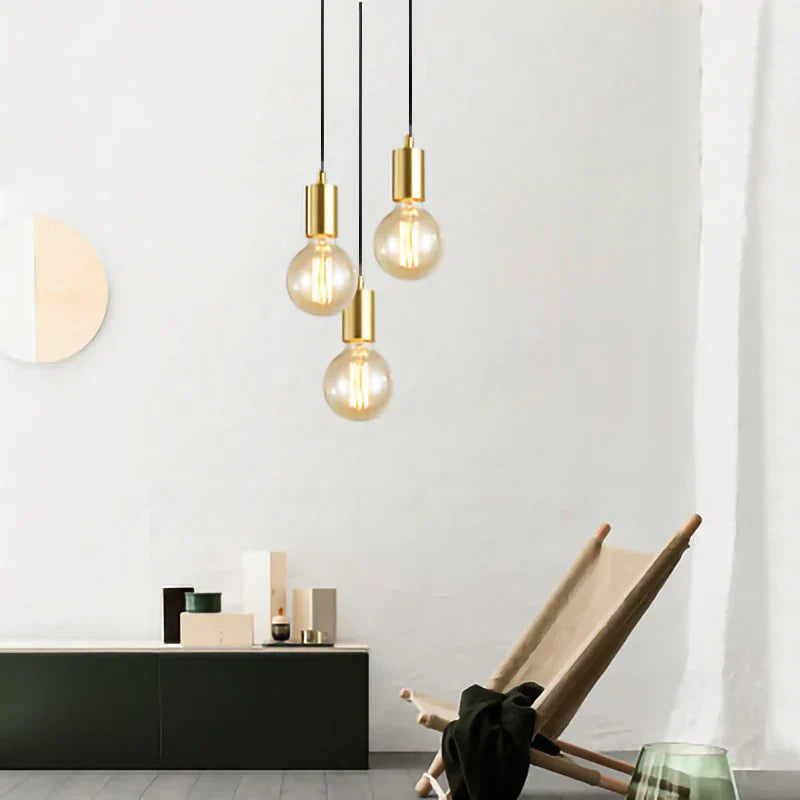 DecorBites™ Golden E27 LED Chandelier for Bedroom and Study Room