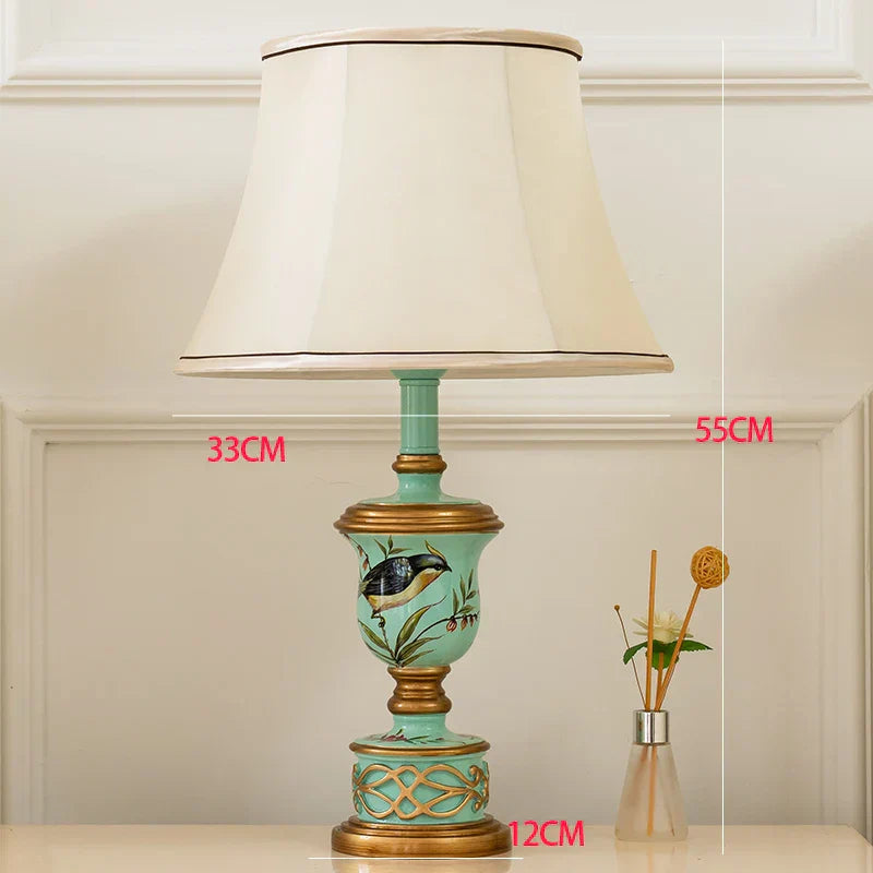 DecorBites™ Green Resin Table Lamp: Retro Bedside Lamp for Bedroom Décor