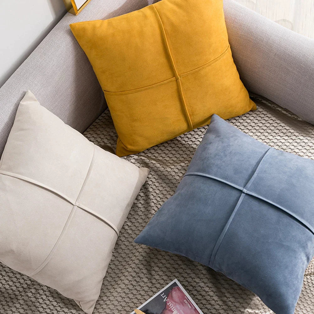 DecorBites™ Cross Faux Suede Throw Pillow Cover for Car Couch Sofa Bed Home Decor