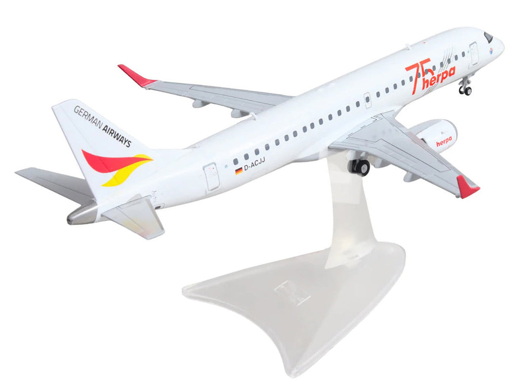 Embraer E190 Commercial Aircraft "German Airways - Herpa 75 Years" (D-ACJJ) White with Graphics 1/200 Diecast Model by Herpa