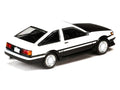 Toyota Corolla Levin (AE86) RHD (Right Hand Drive) White with Carbon Hood "Initial D" (1995-2013) Manga "Diorama Set Series" 1/64 Diecast Model Car by Hobby Japan