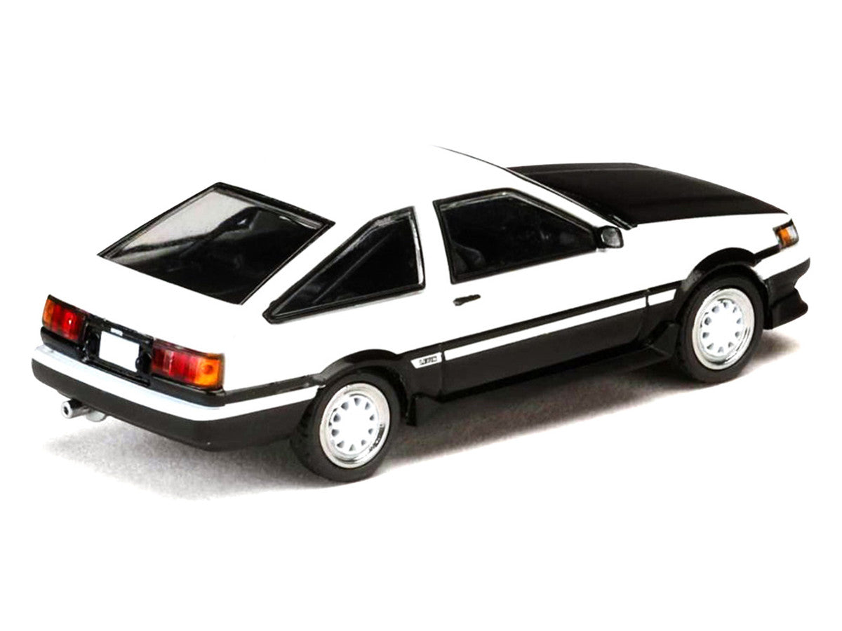 Toyota Corolla Levin (AE86) RHD (Right Hand Drive) White with Carbon Hood "Initial D" (1995-2013) Manga "Diorama Set Series" 1/64 Diecast Model Car by Hobby Japan
