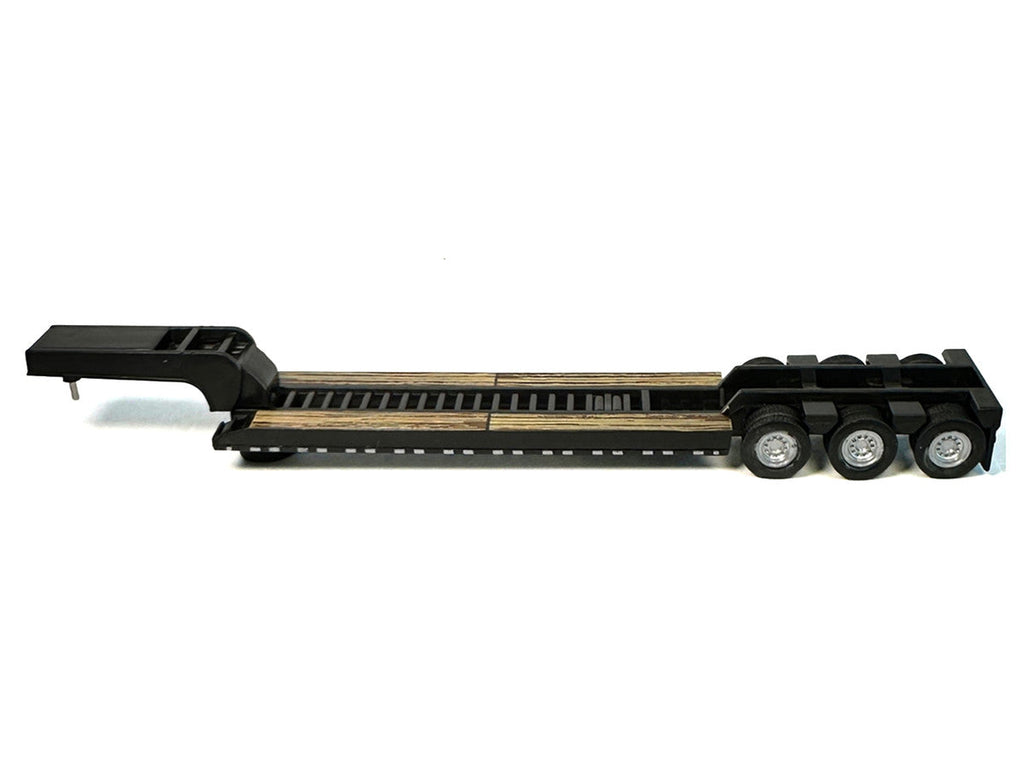 Peterbilt 389 Truck Tractor with Sleeper Cab Lime Green and Low Boy Flatbed Trailer Black Combo Set 1/87 (HO) Plastic Model Car by HO Logistics