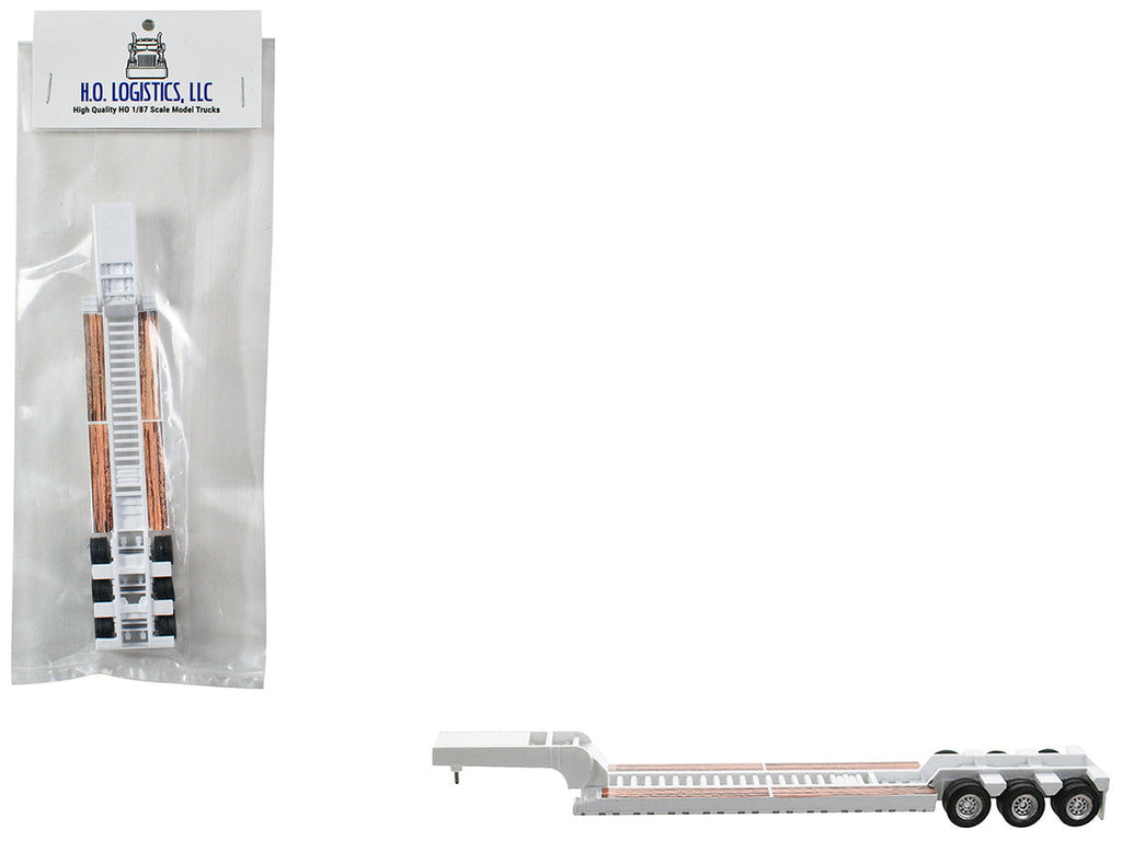 Low Boy Flatbed Trailer White 1/87 (HO) Plastic Model Car by HO Logistics