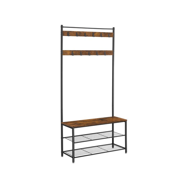 Coat Rack, Hall Tree with Shoe Storage Bench, Entryway Bench with Shoe Storage