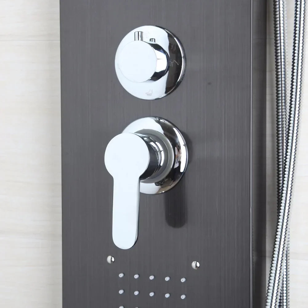 DecorBites™ Dark Nickel Shower Panel with Hand shower, Tub Spout, and Massage System