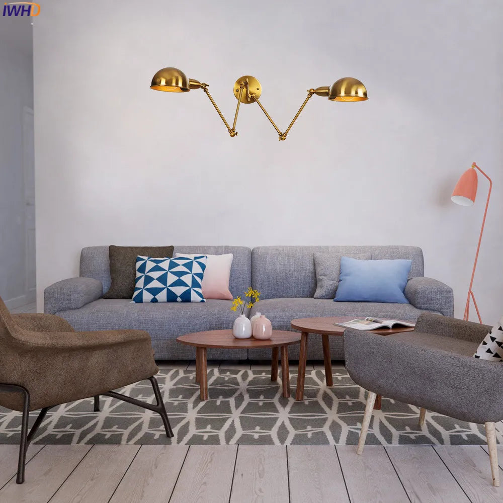 DecorBites™ Adjustable Arm LED Wall Sconce - Retro Loft Industrial Long Arm Wall Lamp