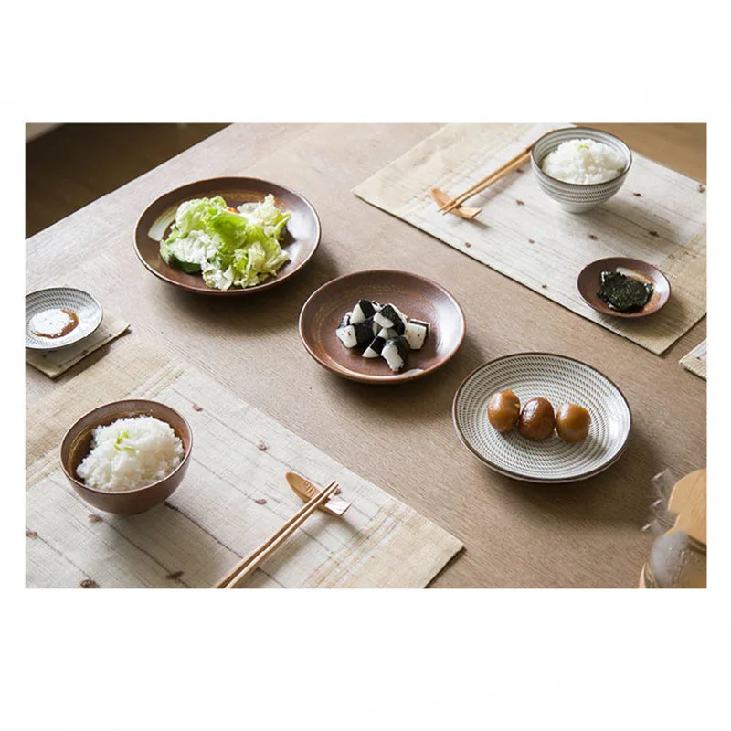 DecorBites™ Japanese Style Ceramic Dinner Set - Blue Tableware Set with Bowl and Plate