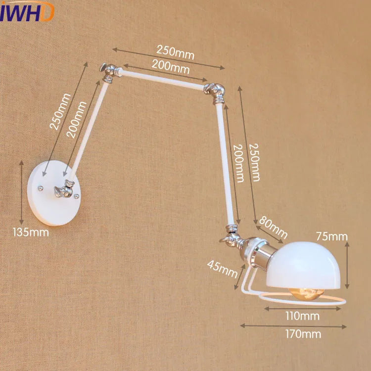 DecorBites™ Gold Swing Arm LED Wall Lamp Retro Loft Industrial Sconce