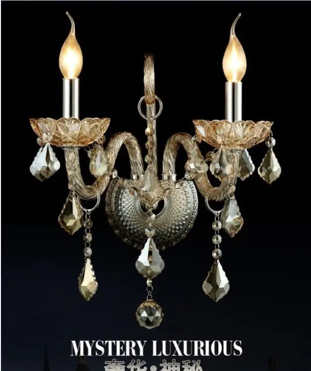 DecorBites™ Crystal Cognac Wall Lamp for Luxury Living Room and Bedroom