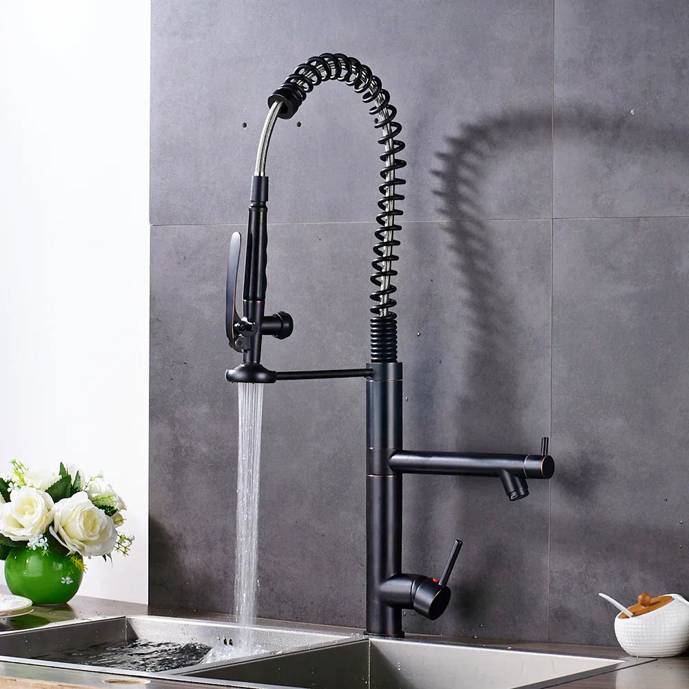 DecorBites™ Black Bronze Kitchen Mixer Faucet with 360 Rotation - Single Handle Sink Tap