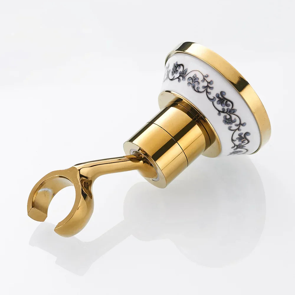 DecorBites™ Gold Brass Swivel Handheld Shower Holder Mounting Bracket for Bathroom Accessories