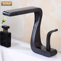 DecorBites™ Black Brass Single Handle Basin Faucet, Deck Mounted Bathroom Sink Mixer