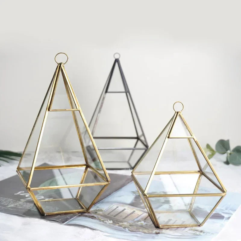 DecorBites™ Geometric Glass Vase for Succulents and Flowers