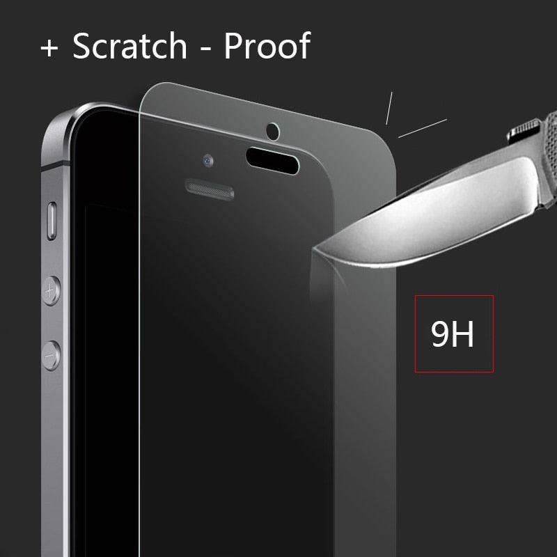 Frosted Matte Glass On iPhone 5 5s 5c SE X XS Max XR Tempered Glass 9H Hardness iPhone 6 6s 7 8 Plus Protective Glass Cover Case Tempered Glass Film Case-Friendly HD Clear Glass Protector for iPhone