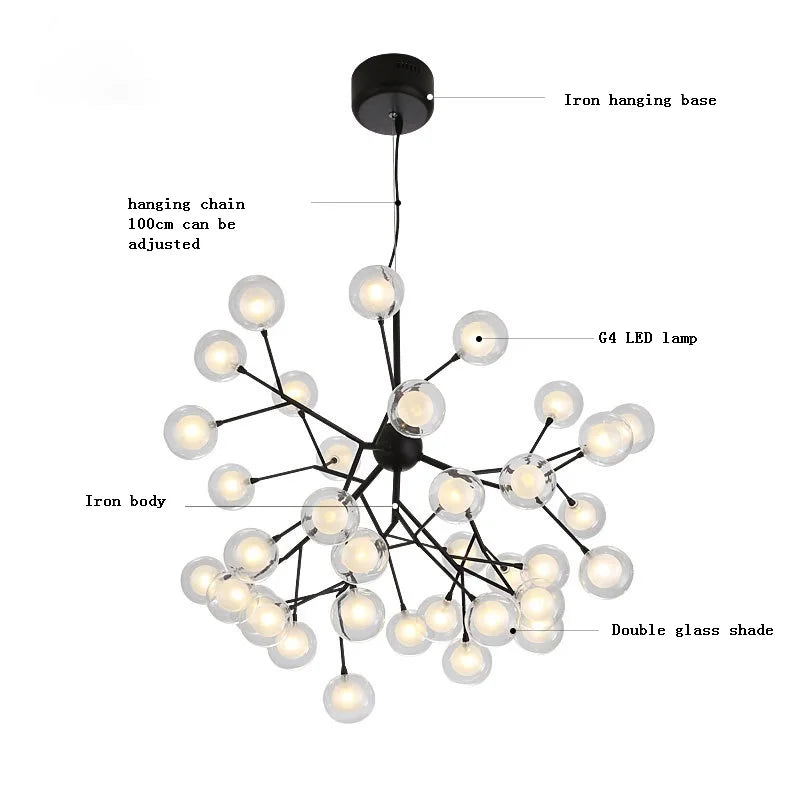 DecorBites™ LED Firefly Chandelier: Modern Tree Branch Ceiling Lamp for Stylish Home Decor