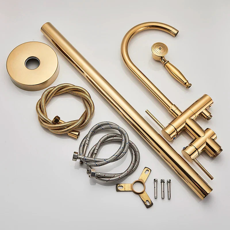 DecorBites™ Gold Tub Sink Faucet with Handshower