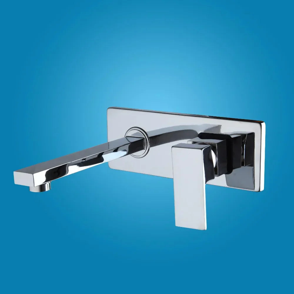 DecorBites™ Golden Polished Wall Mount Bathroom Basin Sink Faucet with Hot & Cold Mixer