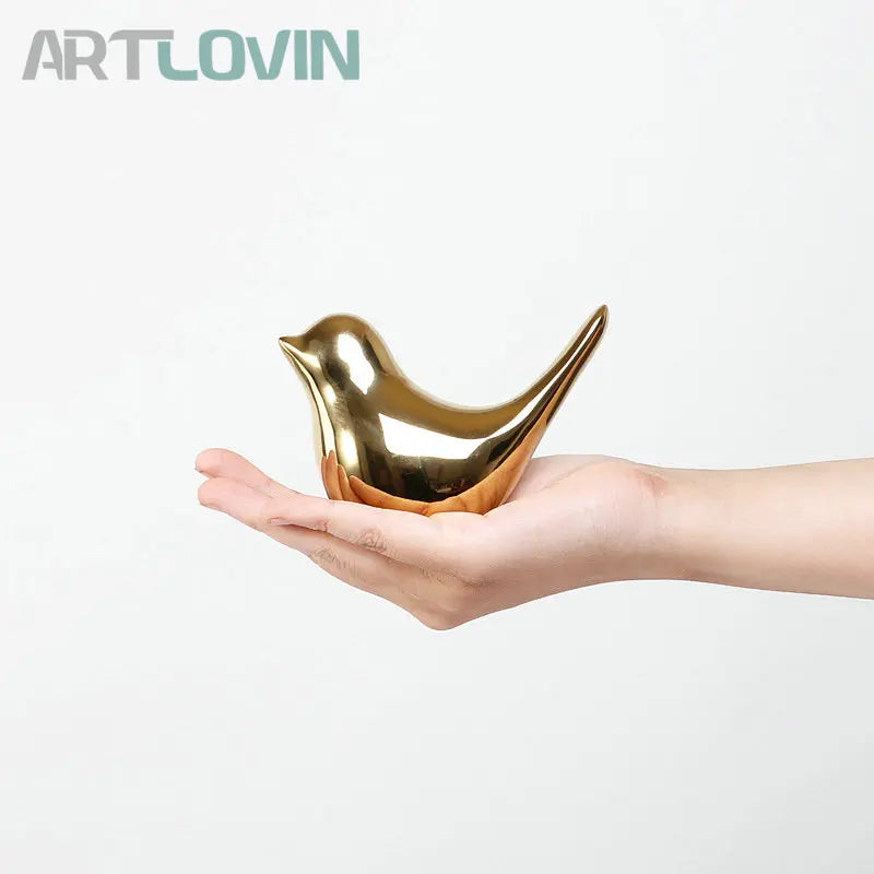 DecorBites™ Gold Ceramic Bird Figurines Home Decor - Fashionable Wedding Ornaments