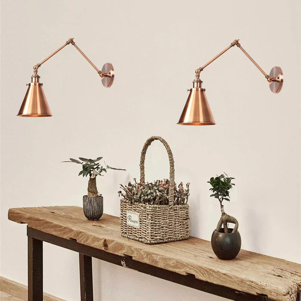 DecorBites™ Iron Loft Retro Wall Lamp Sconce Indoor LED Industrial Black Brass