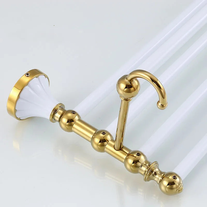 DecorBites™ Bathroom Accessories Set: Gold Finish Paper Holder, Towel Bar, Soap Holder, Towel Rack & More