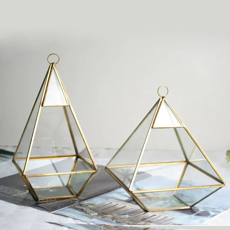 DecorBites™ Geometric Glass Vase for Succulents and Flowers