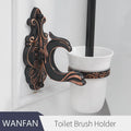 Antique bronze ornate ceramic toilet brush holder bathroom set