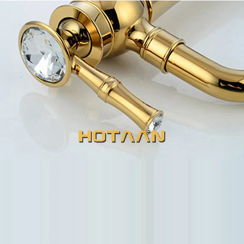DecorBites™ Gold Bathroom Faucet | Modern Basin Tap with High Arc Design