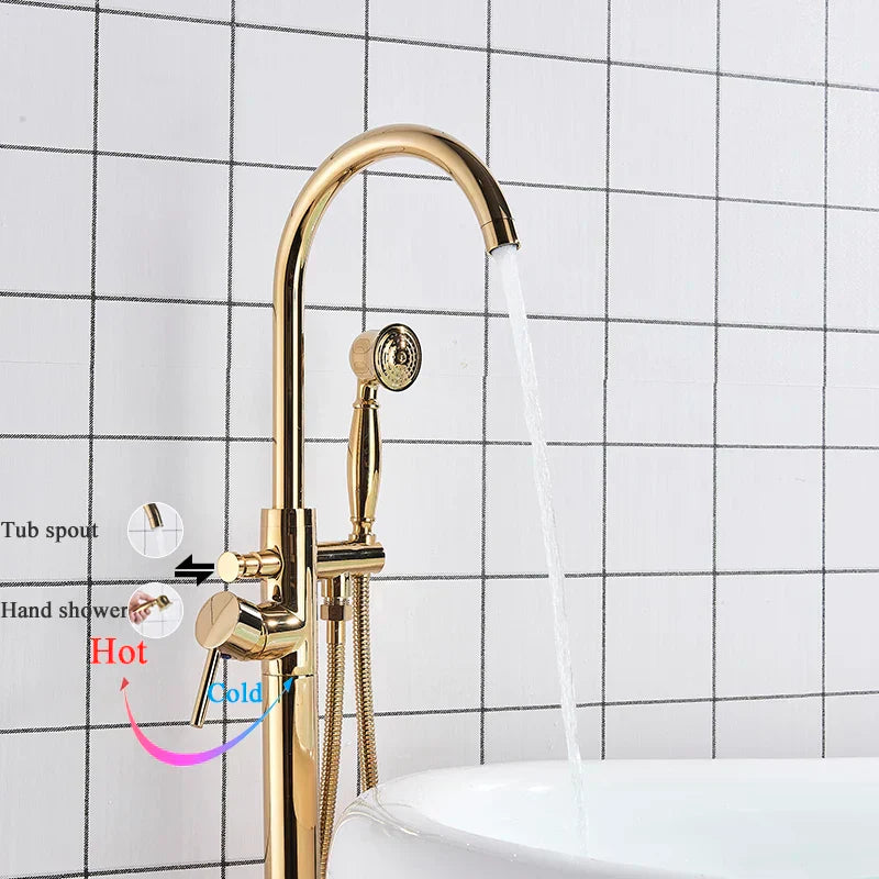 DecorBites™ Gold Tub Sink Faucet with Handshower