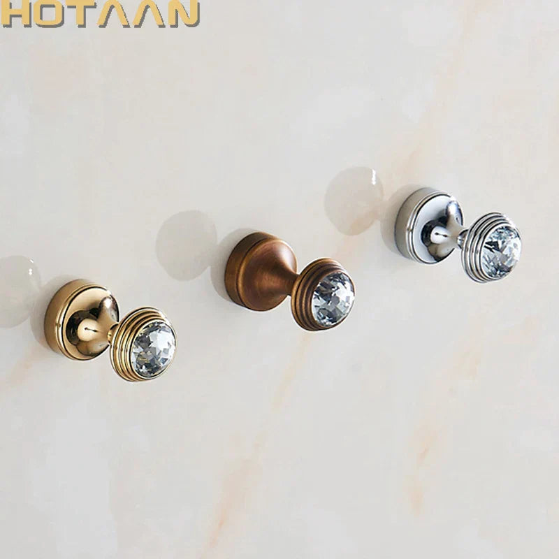 DecorBites™ Crystal Chrome Wall Hook for Bathroom Robes & Clothes - Copper Material