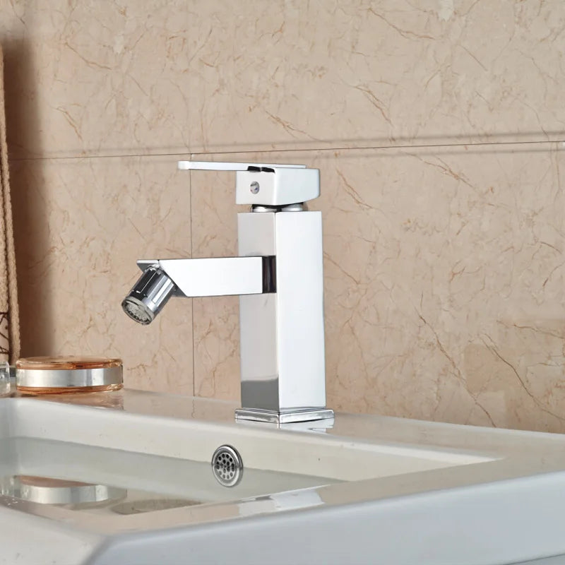 DecorBites™ LED 3 Color Bidet Faucet, Single Handle Deck Mount Washbasin Mixer Tap, Chrome