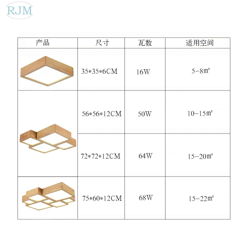 DecorBites™ Japanese Solid Wood Ceiling Lamp for Home Living Room Bedroom Study
