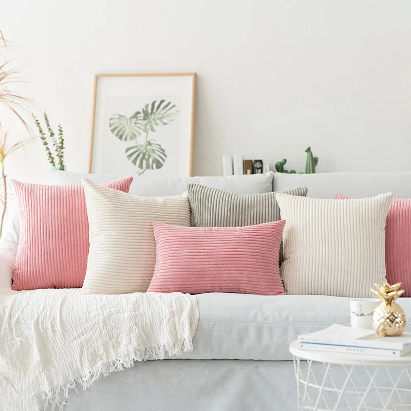 DecorBites™ Corduroy Flocking Velvet Pillow Cover, Soft Home Decor, 45x45cm/60x60cm