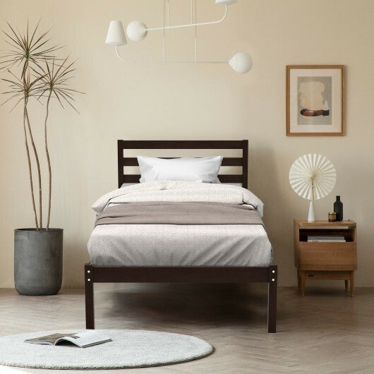Full Size Bed frame Foundation with Solid Wooden Slat Suppor