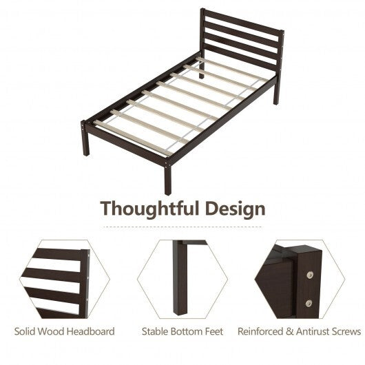 Full Size Bed frame Foundation with Solid Wooden Slat Suppor