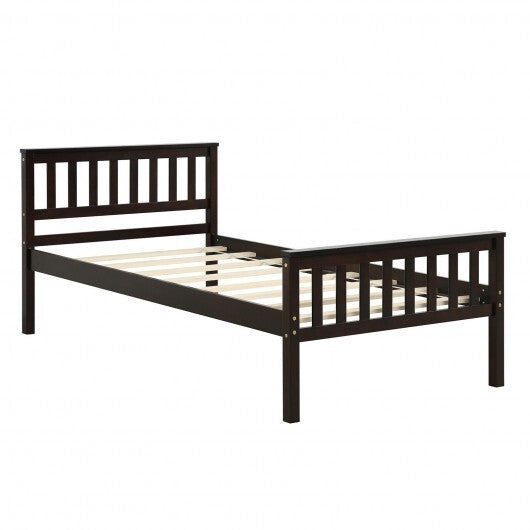 Full Size Wood Platform Bed with Headboard