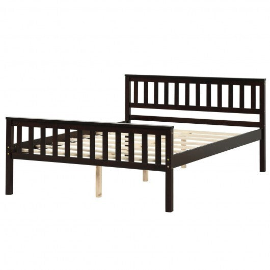 Full Size Wood Platform Bed with Headboard