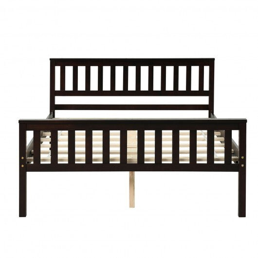 Full Size Wood Platform Bed with Headboard