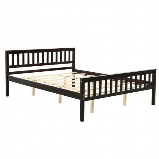 Queen Wood Platform Bed with Headboard - Color: Espresso - Size: Queen Size