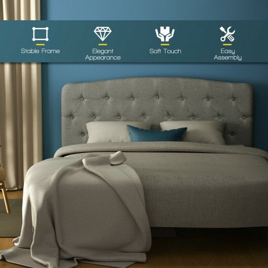 Faux Linen Headboard with Adjustable Heights-Light Gray - Color: Light Gray