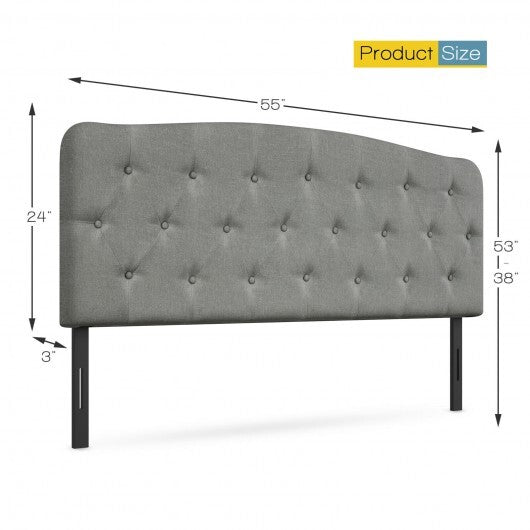 Faux Linen Headboard with Adjustable Heights-Light Gray - Color: Light Gray