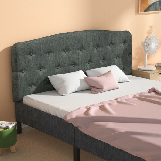 Faux Linen Headboard with Adjustable Heights-Light Gray