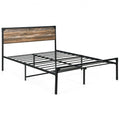 Platform Full/Queen Bed with Rustic Headboard and Footboard-Full Size - Color: Black - Size: Full Size