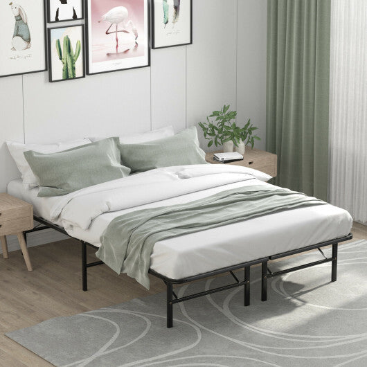 Twin/Full/Queen Size Foldable Metal Platform Bed with Tool-Free Assembly-Full Size