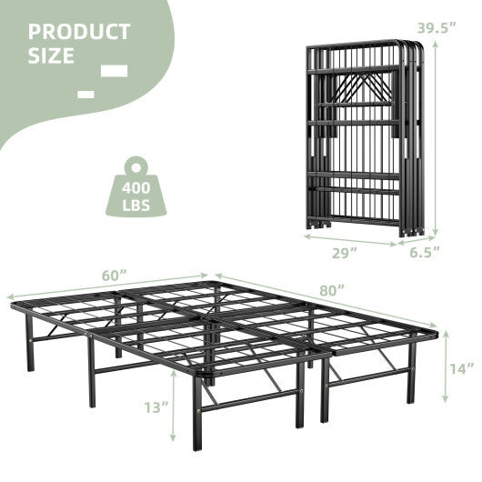 Twin/Full/Queen Size Foldable Metal Platform Bed with Tool-Free Assembly-Full Size