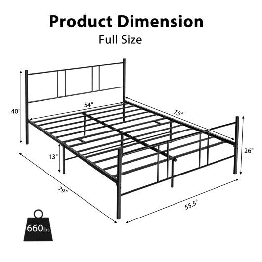 Full/Queen Size Platform Bed Frame with High Headboard-Queen Size